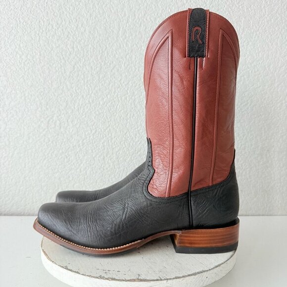 NEW Rod Patrick Mens Cowboy Boots 12.5A Black Glazed Shoulder Western Blunt Toe - Picture 5 of 12